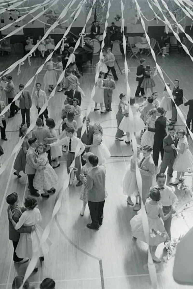 Historical photo showing a cotillion dance.